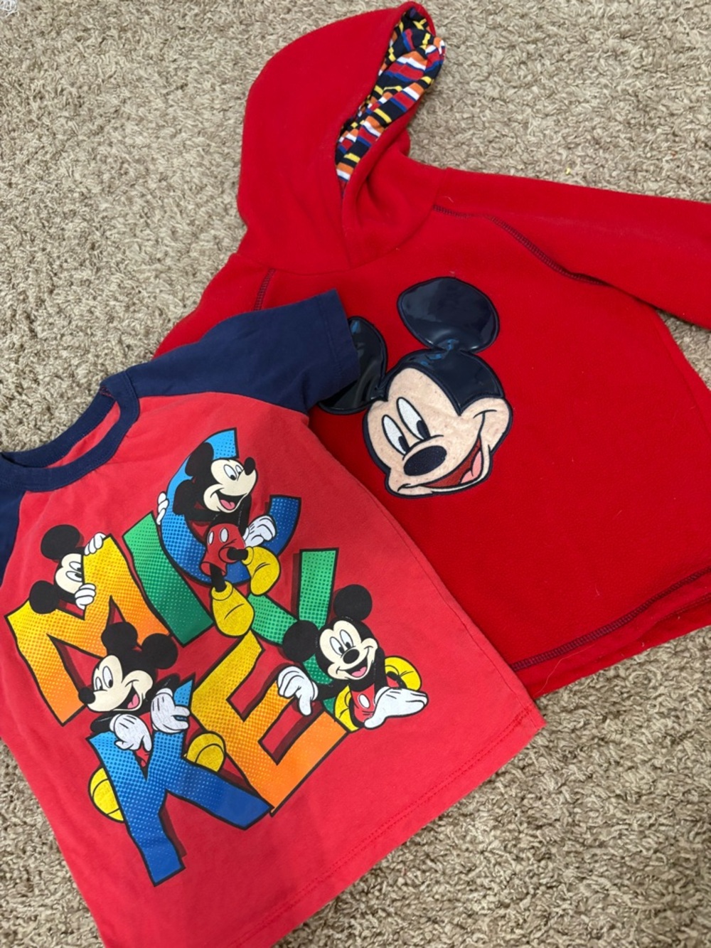 Disney Red & Navy Mickey Mouse Tee and Hoodie Set
